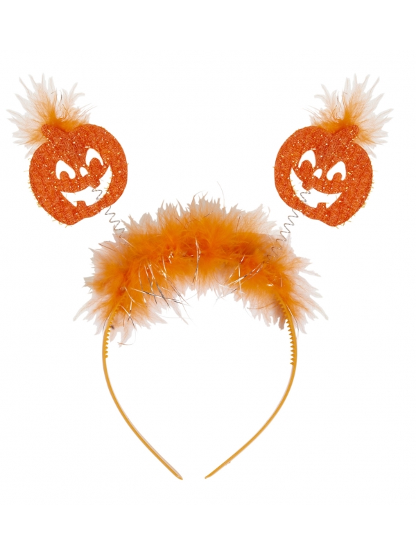 Serre-tête Halloween avec Citrouille Pailletée et Marabout