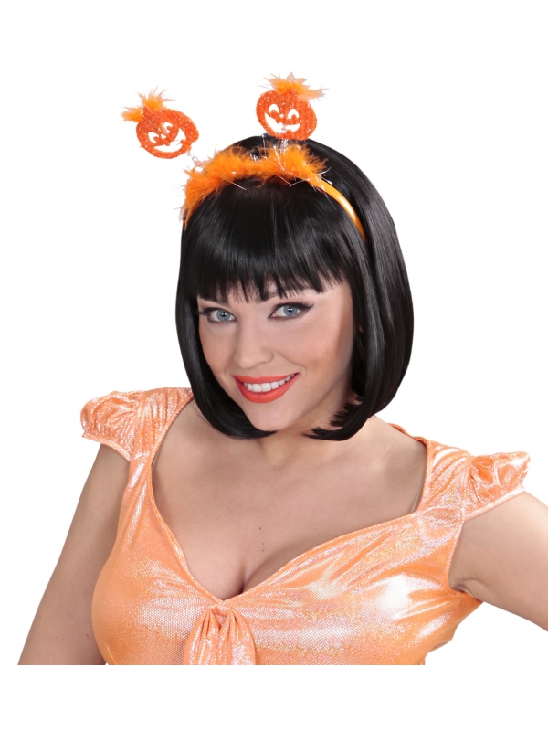 Serre-tête Halloween avec Citrouille Pailletée et Marabout