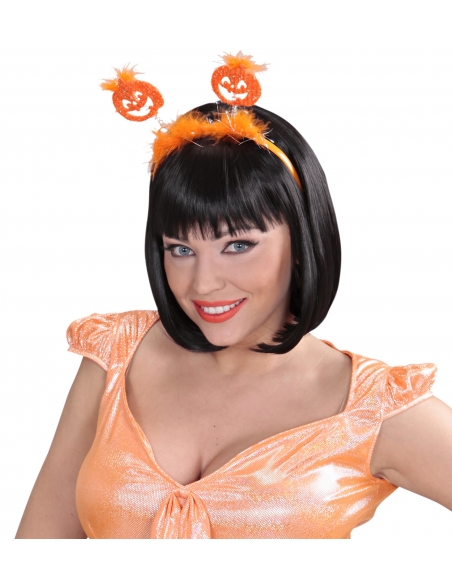 Serre-tête Halloween avec Citrouille Pailletée et Marabout