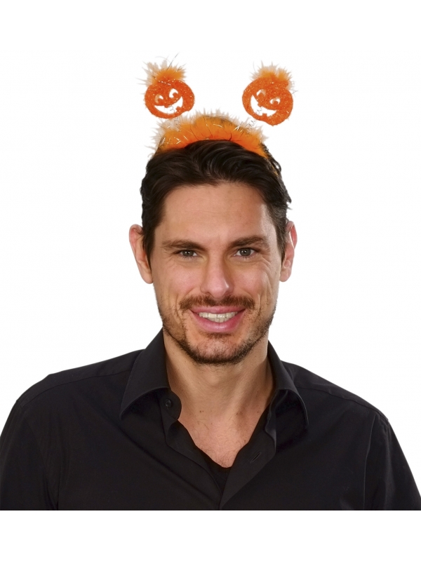 Serre-tête Halloween avec Citrouille Pailletée et Marabout