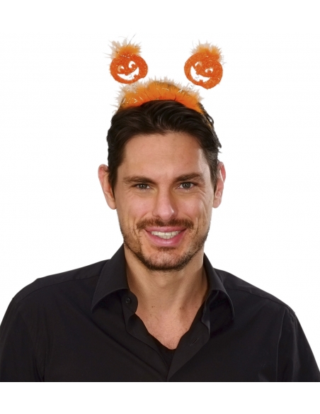 Serre-tête Halloween avec Citrouille Pailletée et Marabout