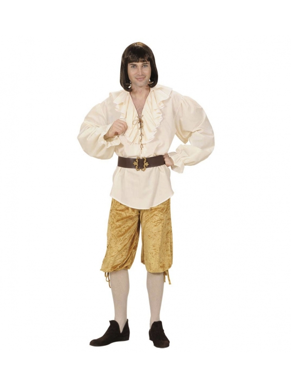 Pantalon Court Style Médiéval en Velours Beige pour Homme
