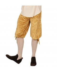 Pantalon Court Style Médiéval en Velours Beige pour Homme