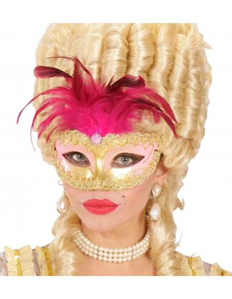 Masque pour les Yeux Vénitien ou Baroque Femme : Élégance en Rose et Doré