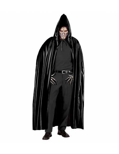 Cape noire avec capuche 142 cm pour adulte