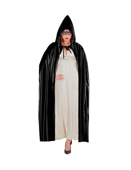Cape noire avec capuche 142 cm pour adulte