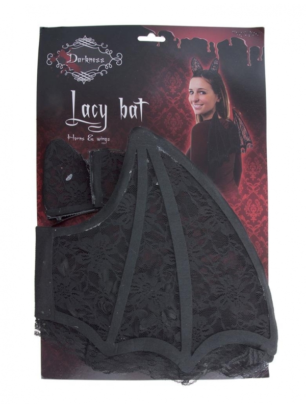 Ensemble de Chauve-Souris Élégant en Dentelle Noire pour une Halloween Chic