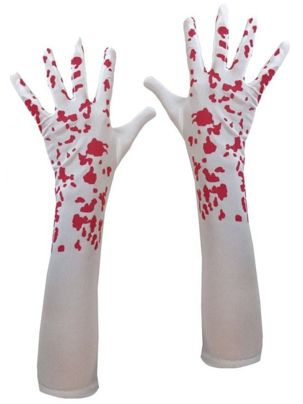 Gants de Femme Blancs Ensanglantés pour Halloween : L'Élégance Macabre