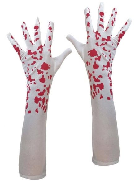 Gants de Femme Blancs Ensanglantés pour Halloween : L'Élégance Macabre