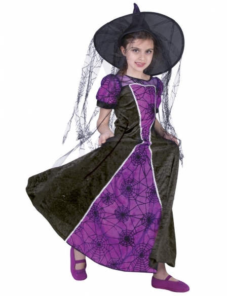 Déguisement de Sorcière Halloween : Mystère en Noir et Violet pour les Filles