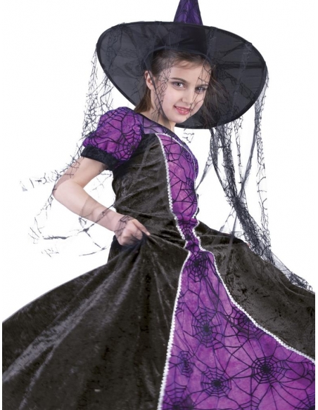 Déguisement de Sorcière Halloween : Mystère en Noir et Violet pour les Filles
