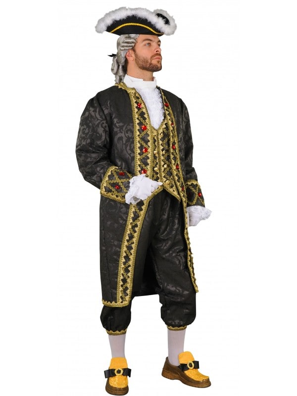 Costume de Marquis Brocat Noir : Élégance et Luxe pour Vos Soirées Costumées