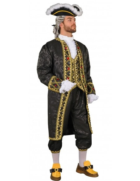 Costume de Marquis Brocat Noir : Élégance et Luxe pour Vos Soirées Costumées