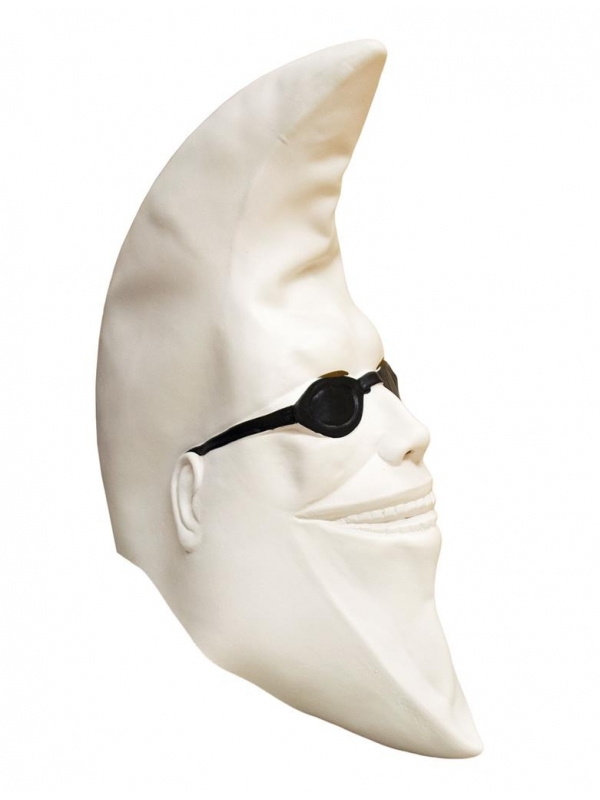 Masque Intégral de Lune Blanche en Latex : Mystère Sous les Étoiles