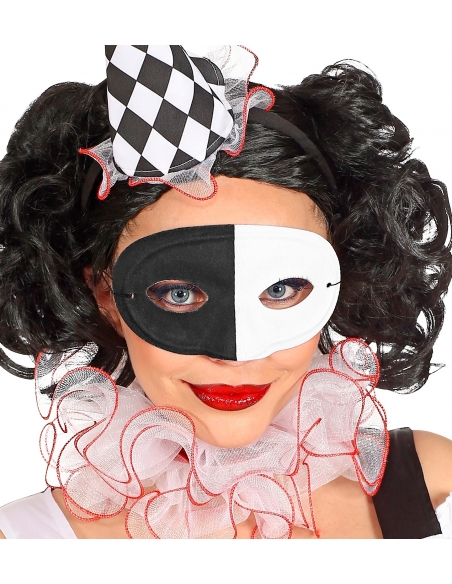 Masque Loup ARLEQUIN Noir et Blanc : Élégance et Mystère au Carnaval
