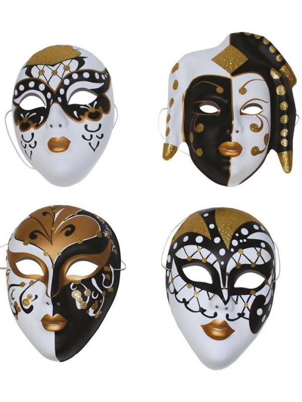 Masque de Venise à Paillettes : Élégance Mystérieuse en Noir et Blanc