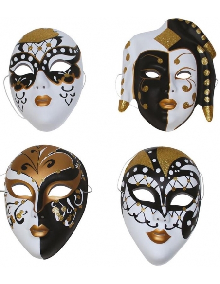 Masque de Venise à Paillettes : Élégance Mystérieuse en Noir et Blanc