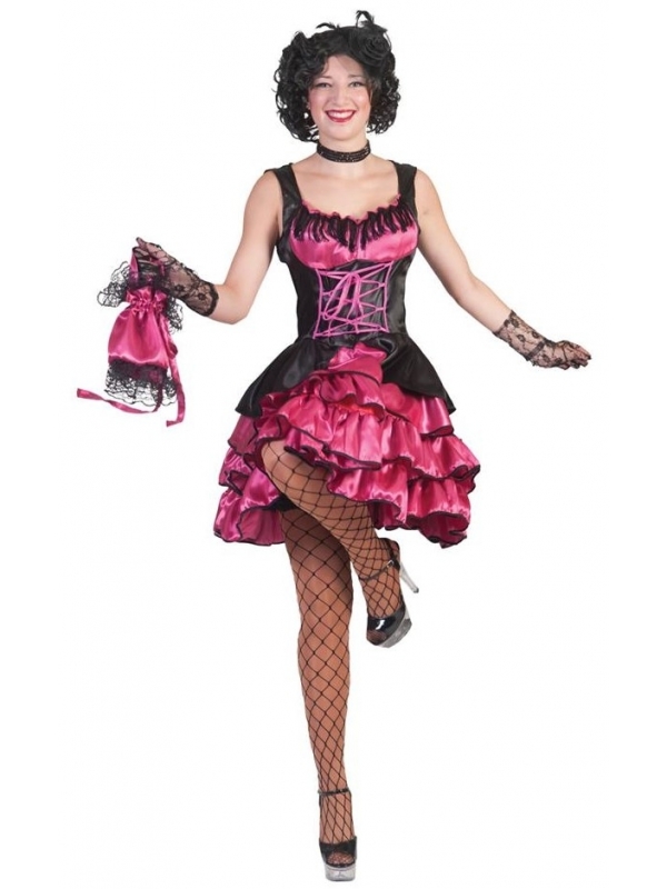 Déguisement de Danseuse Cancan Rose-Noir Femme - Costume Burlesque et Séduisant