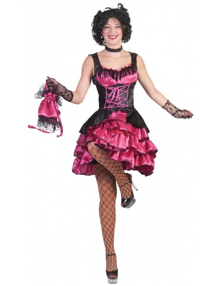 Déguisement de Danseuse Cancan Rose-Noir Femme - Costume Burlesque et Séduisant