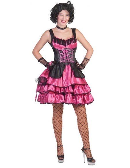 Déguisement de Danseuse Cancan Rose-Noir Femme - Costume Burlesque et Séduisant