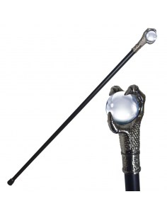 Canne de 93 cm en Métal avec Sphère en Verre et Griffes d'Oiseau - Élégance Mystérieuse