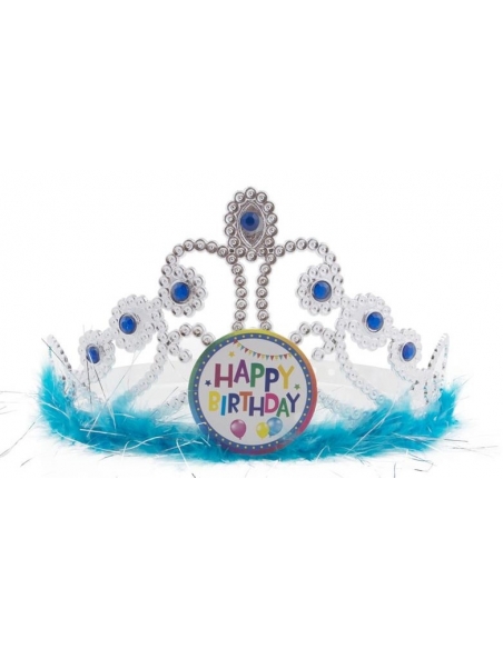 Couronne de princesse argentée avec marabout pour anniversaire