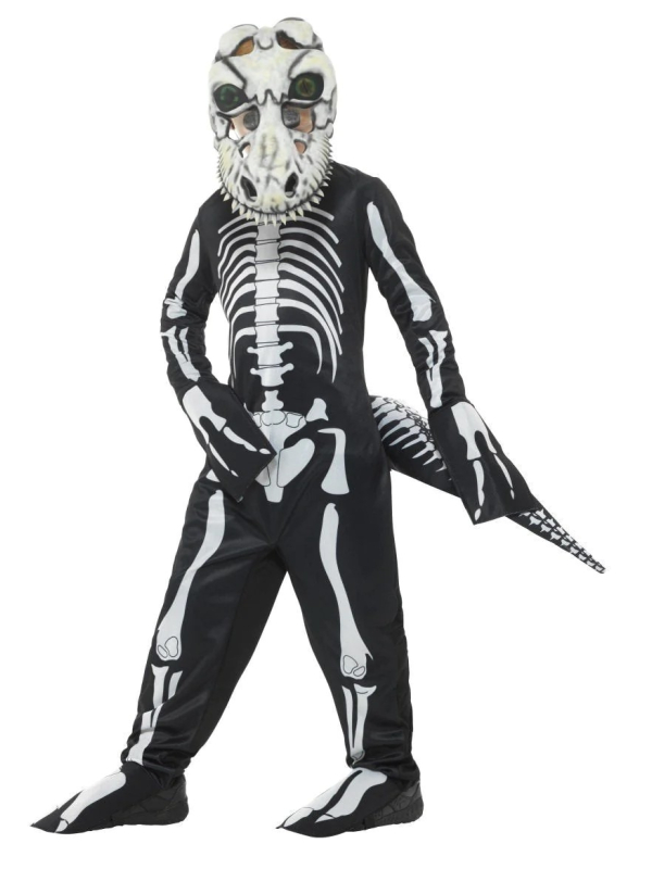 Déguisement Squelette de Tyrannosaure enfant (combinaison, masque, yeux holographiques 3D)