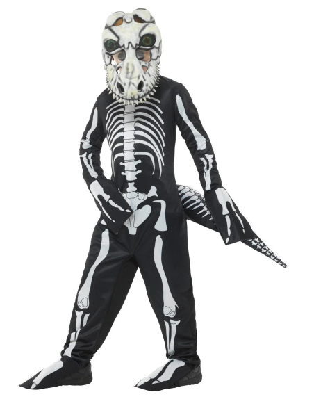 Déguisement Squelette de Tyrannosaure enfant (combinaison, masque, yeux holographiques 3D)