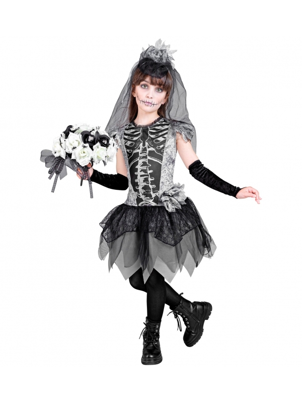 Déguisement de Mariée Squelette Halloween : L'Élégance Macabre pour les Petites Princesses