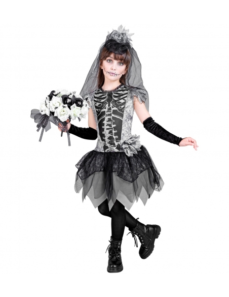 Déguisement de Mariée Squelette Halloween : L'Élégance Macabre pour les Petites Princesses