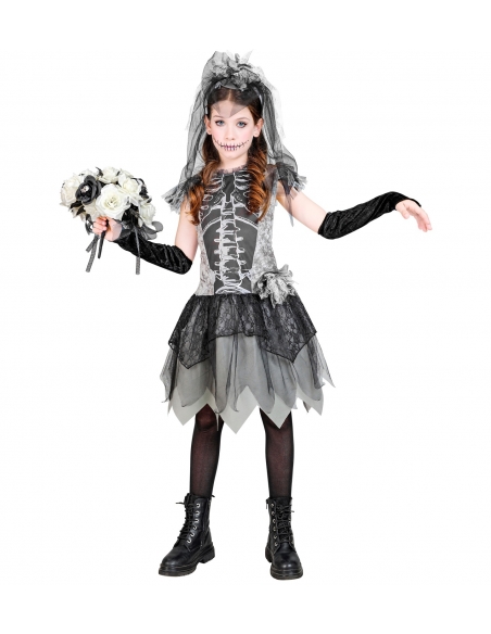Déguisement de Mariée Squelette Halloween : L'Élégance Macabre pour les Petites Princesses