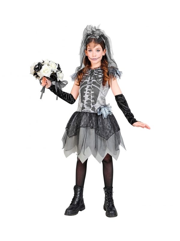 Déguisement de Mariée Squelette Halloween : L'Élégance Macabre pour les Petites Princesses