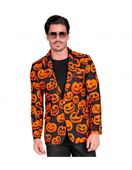 Veste Halloween Homme : L'Élégance Lumineuse avec Motif Citrouille Orange Néon
