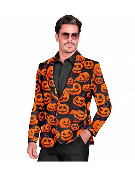 Veste Halloween Homme : L'Élégance Lumineuse avec Motif Citrouille Orange Néon