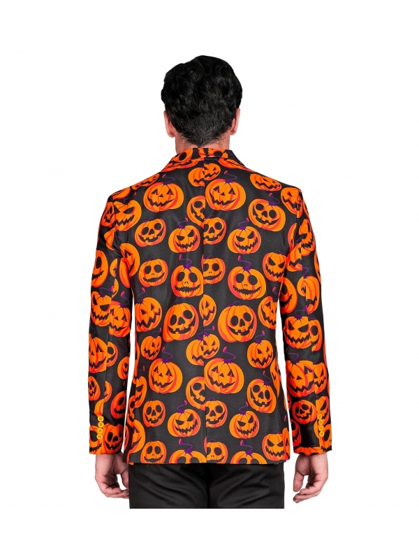 Veste Halloween Homme : L'Élégance Lumineuse avec Motif Citrouille Orange Néon