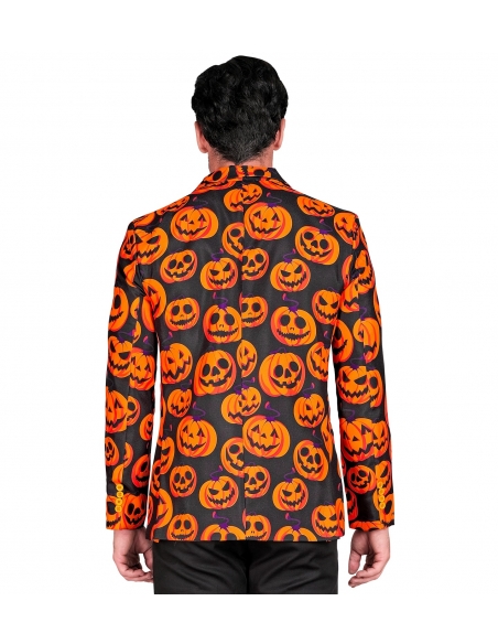 Veste Halloween Homme : L'Élégance Lumineuse avec Motif Citrouille Orange Néon