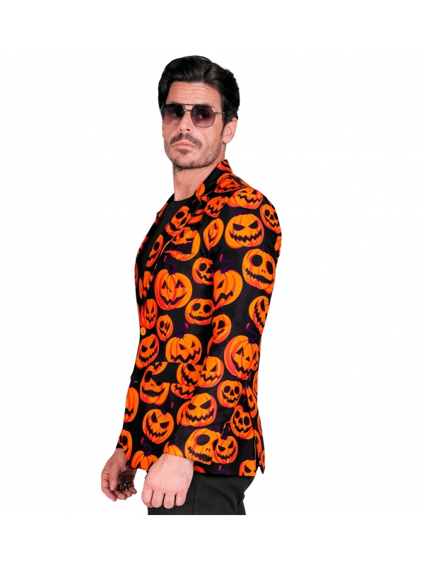 Veste Halloween Homme : L'Élégance Lumineuse avec Motif Citrouille Orange Néon