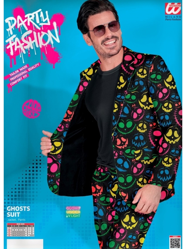Costume Fun et Sexy d'Halloween : motif fantôme néon du S au XXL