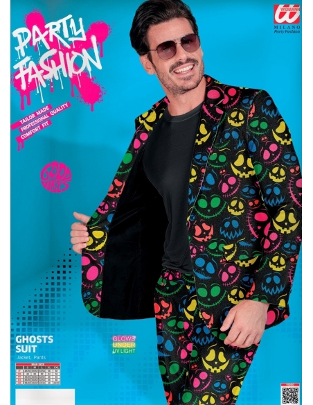 Costume Fun et Sexy d'Halloween : motif fantôme néon du S au XXL