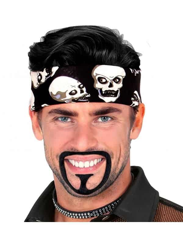 Barbe et Moustache Auto-adhésives de Bouc Noir en Polyester