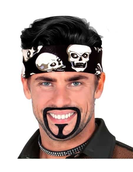 Barbe et Moustache Auto-adhésives de Bouc Noir en Polyester