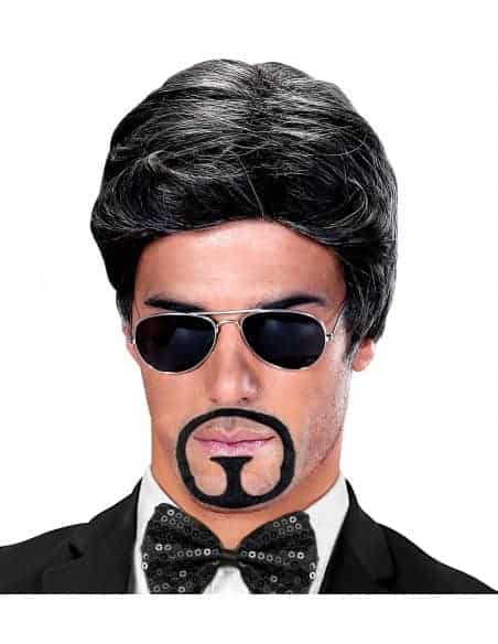 Barbe et Moustache Auto-adhésives de Bouc Noir en Polyester