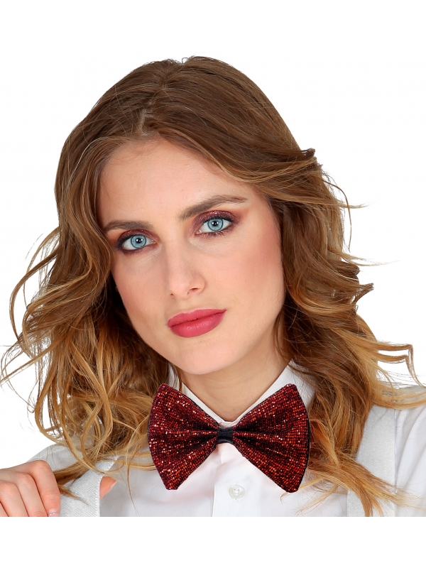 Nœud-Papillon Rouge/Bordeaux pailleté Adulte
