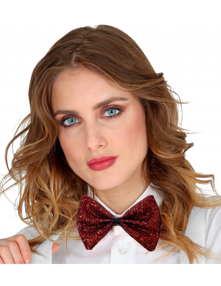 Nœud-Papillon Rouge/Bordeaux pailleté Adulte