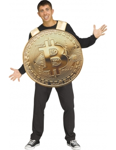 Déguisement de Bitcoin Doré pour Adulte, Devenez la star de la soirée