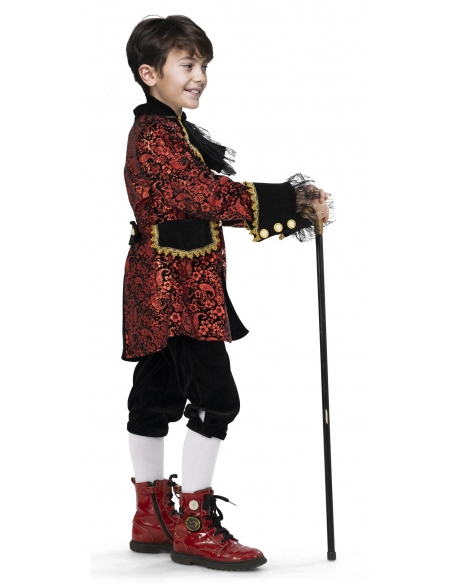 Costume Baroque en Brocart Rouge et Noir : Pour les Jeunes Nobles en Herbe