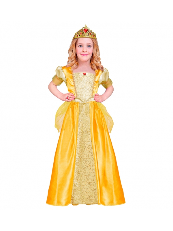 Robe de Princesse Jaune pour filles - Couronne Assortie