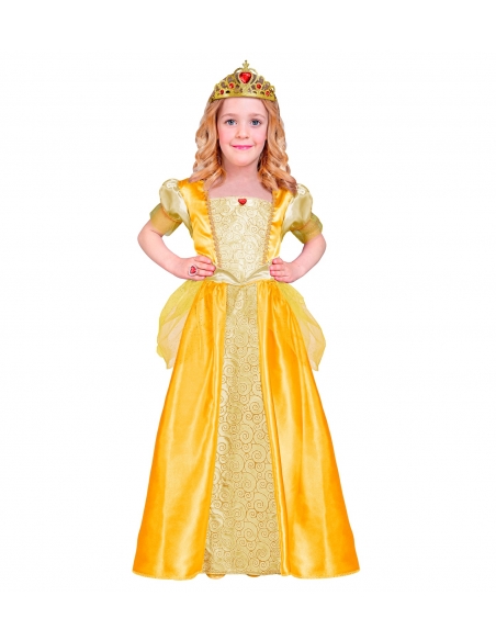 Robe de Princesse Jaune pour filles - Couronne Assortie