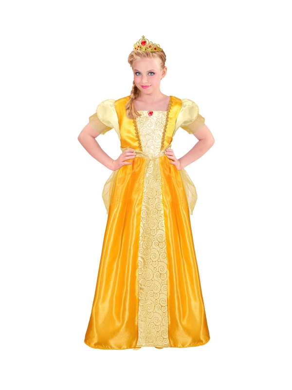 Robe de Princesse Jaune pour filles - Couronne Assortie