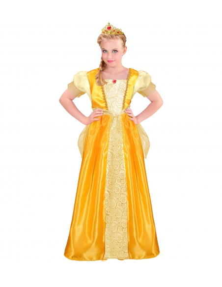 Robe de Princesse Jaune pour filles - Couronne Assortie